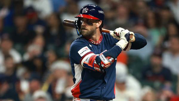 Bryce Harper batting during the World Baseball Classic as criticism grows among Phillies fans over his early performance